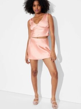 Wild Fable Women's Satin Mini Skirt Peach Orange Size XL New